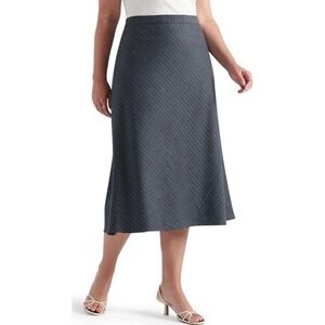 PARI PASSU Wool Blend Gray Pinstripe Midi Skirt D5/20 Minimalist Workwear‎